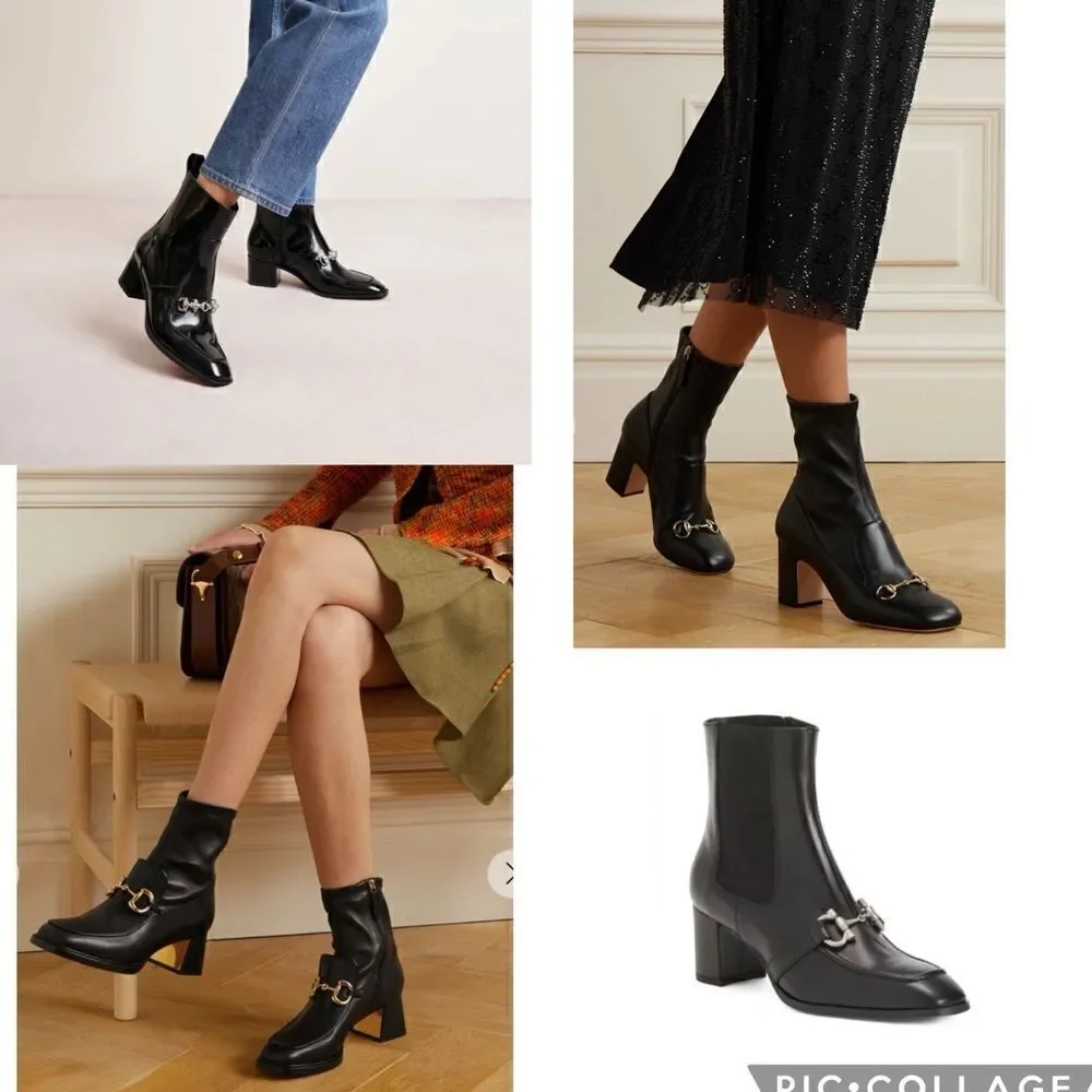 Renatta Jop Leather Ankle Boots with bit hardware size 7